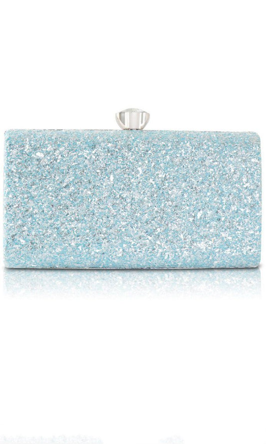POWDER BLUE GLITTER BAG WITH CHAIN STRAP