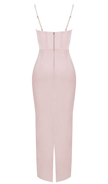 Pink satin suspender elegant dress