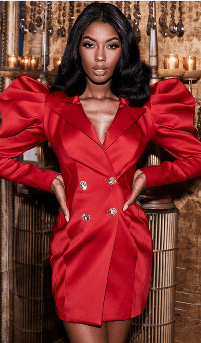 RED SHIRT BUTTON DRESS