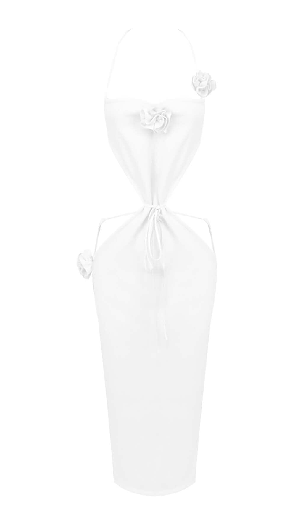 RIBBED CUT OUT MIDI DRESS IN WHITE DRESS styleofcb 