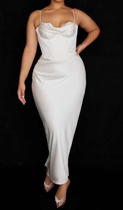SATIN CORSET MAXI DRESS IN IVORY Dresses styleofcb 