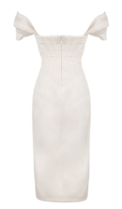 SATIN CORSET MIDI DRESS IN WHITE