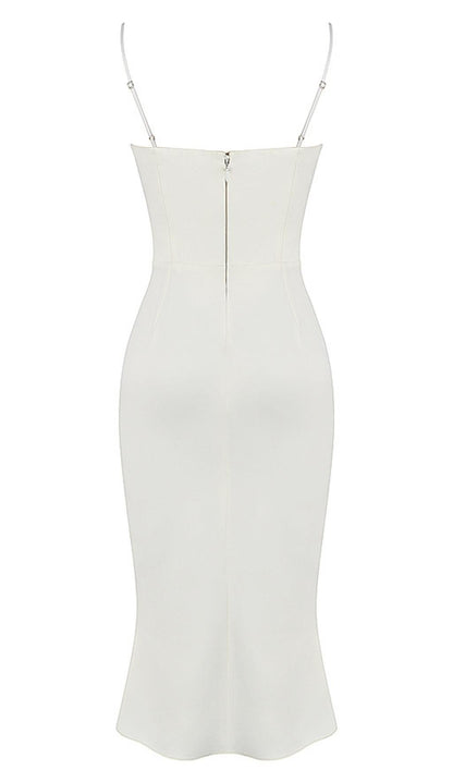 SATIN CUTOUT CORSET DRESS IN WHITE