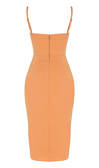 SATIN MIDI DRESS IN ORANGE