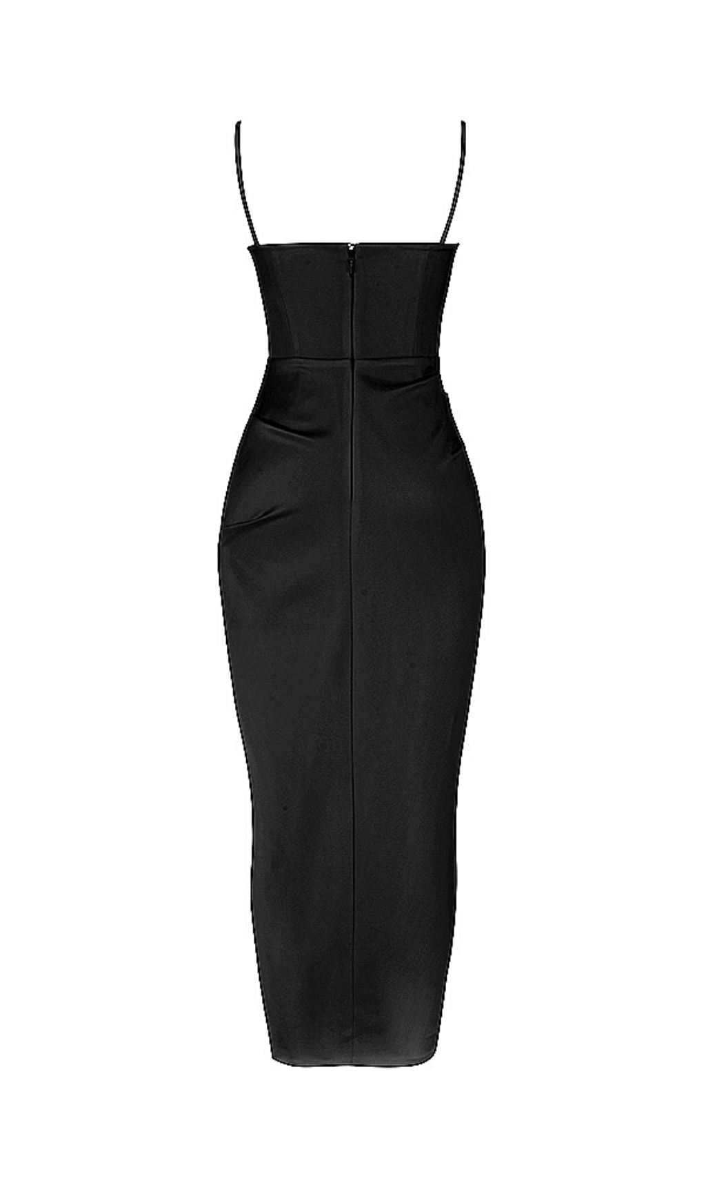 SATIN SLIT CORSET MAXI DRESS IN BLACK Dresses styleofcb 