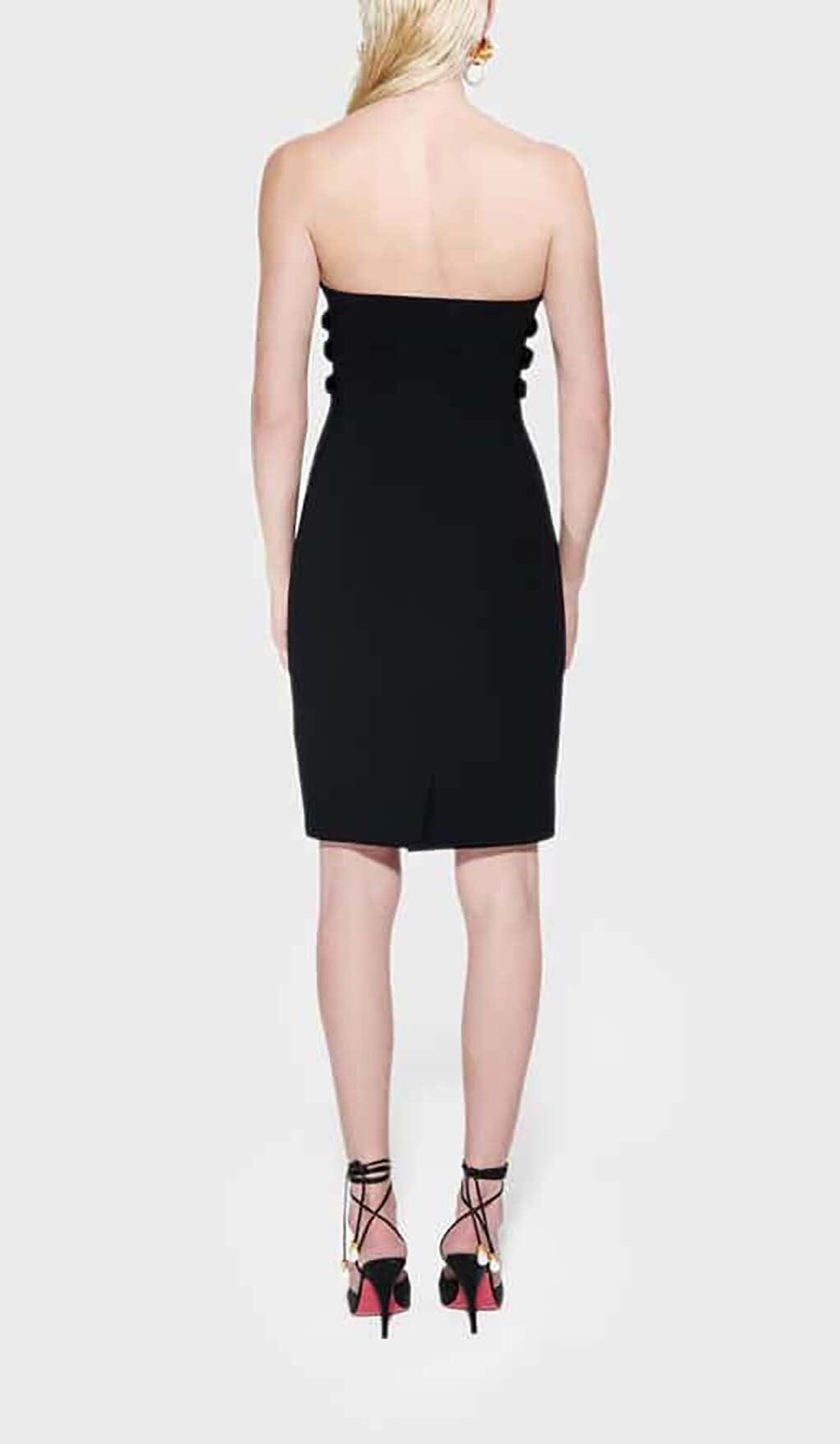 SCULPTURE BUTTON MINI DRESS IN BLACK styleofcb 