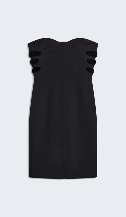 SCULPTURE BUTTON MINI DRESS IN BLACK styleofcb 