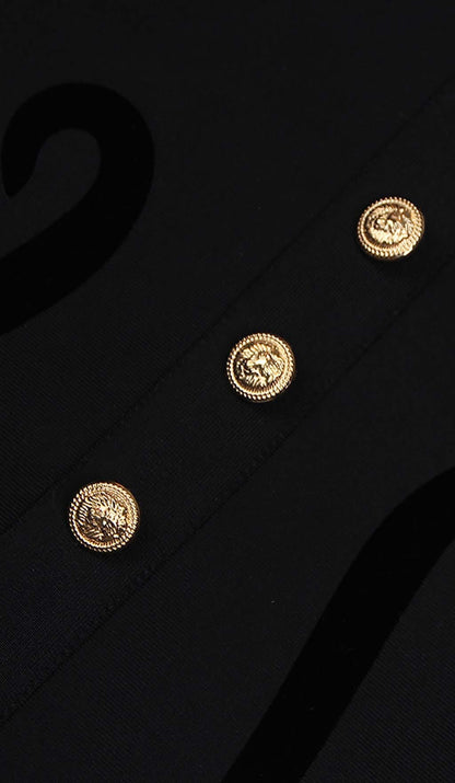 SCULPTURE BUTTON MINI DRESS IN BLACK styleofcb 