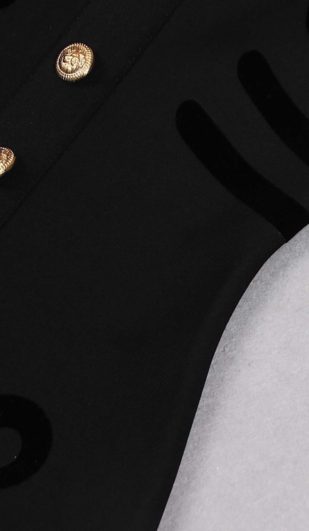 SCULPTURE BUTTON MINI DRESS IN BLACK styleofcb 