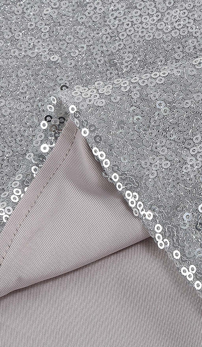 SEQUIN CUTOUT HIGH LOW DRESS IN SLIVER DRESS STYLE OF CB 