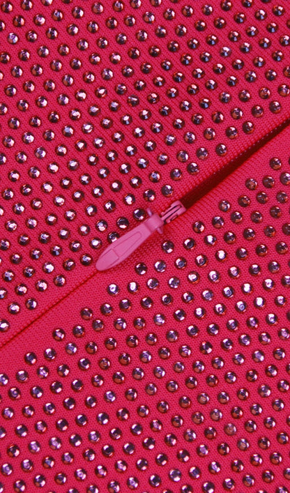 SEQUIN BANDEAU MINI DRESS IN DEEP CRIMSON DRESS styleofcb 