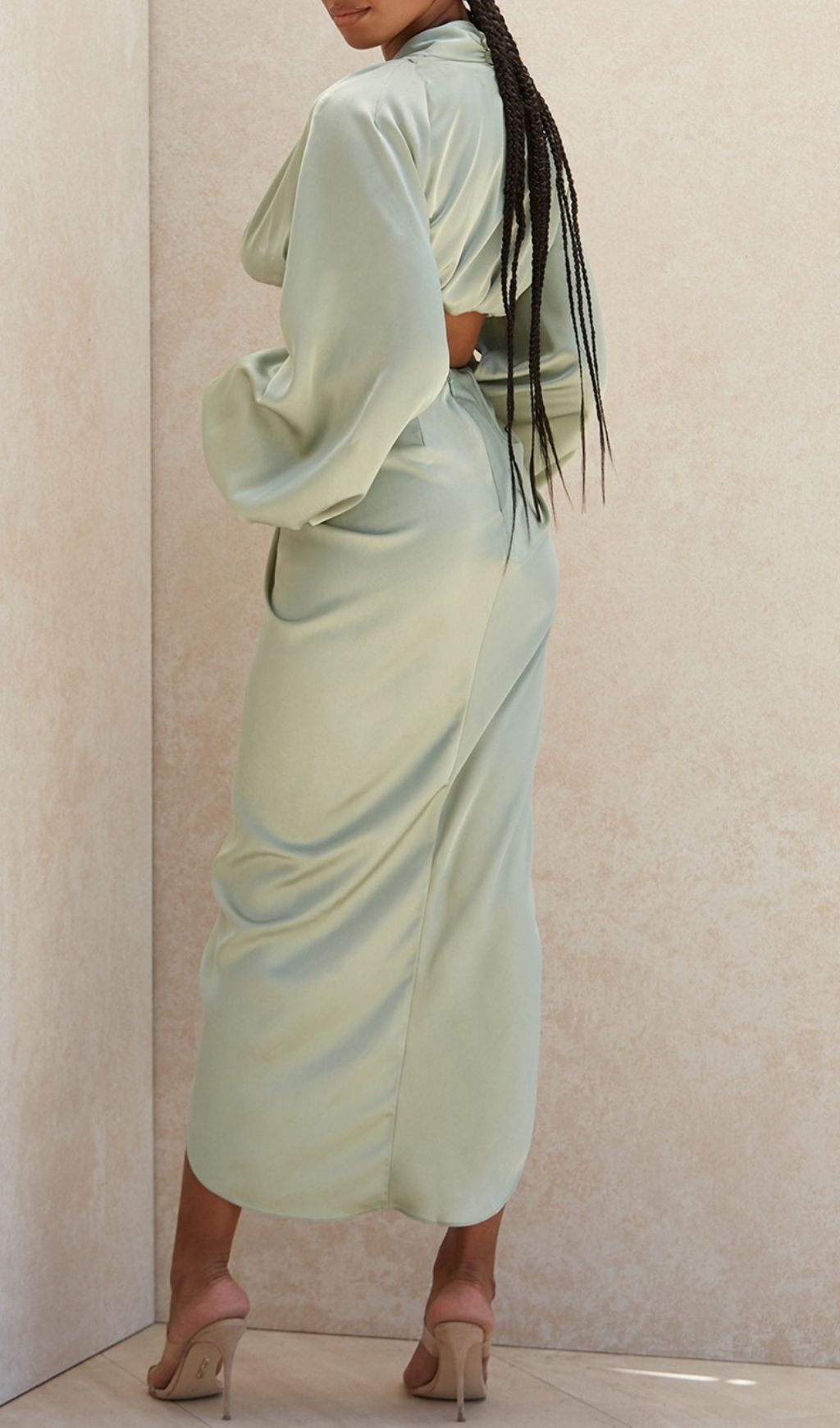 SILKY SATIN DRAPED TWO PIECE SET IN GREEN Dresses styleofcb 