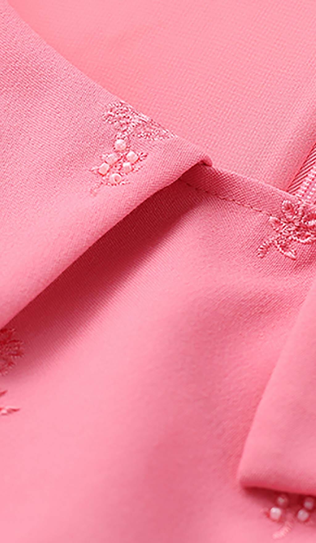 SLEEVELESS EMBROIDERED MINI DRESS IN PINK DRESS STYLE OF CB 
