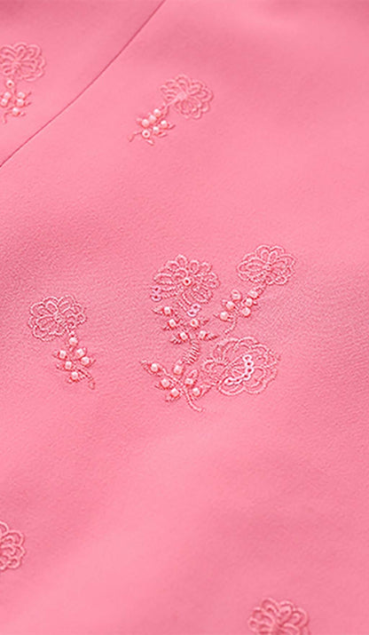 SLEEVELESS EMBROIDERED MINI DRESS IN PINK DRESS STYLE OF CB 
