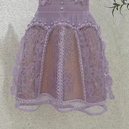 SLEEVELESS LACE A-LINE MINI DRESS IN LILAC DRESS STYLE OF CB 