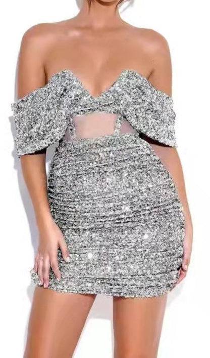 SLIVER SEQUIN STRAPLESS MINI DRESS Dresses styleofcb 