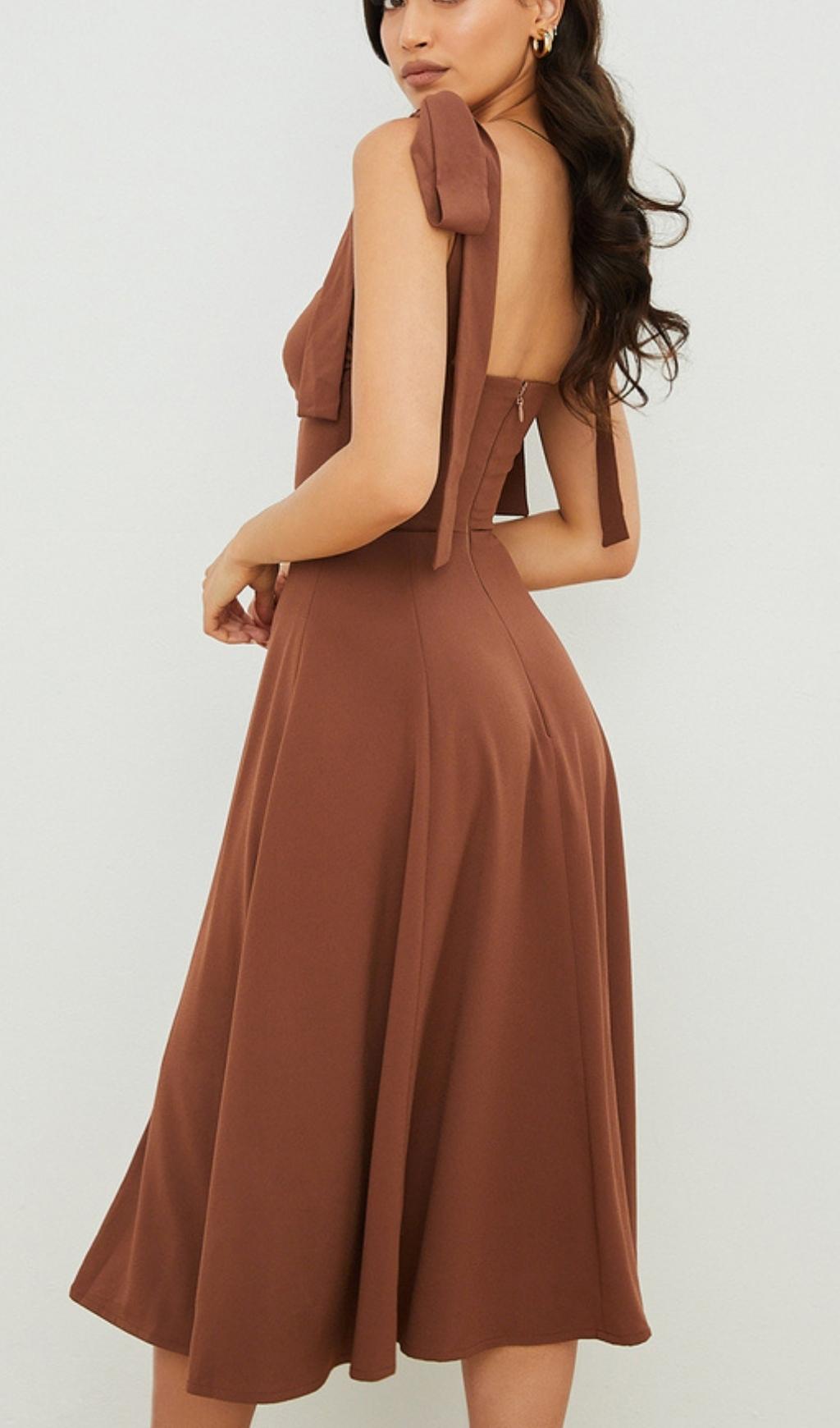 SPLIT MAXI DRESS IN BROWN Dresses styleofcb 