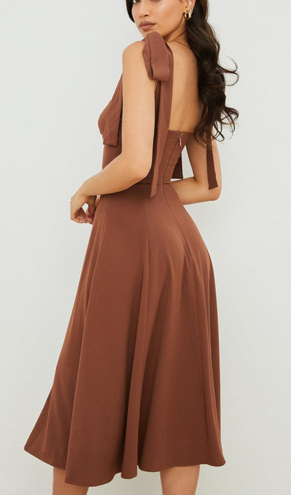SPLIT MAXI DRESS IN BROWN Dresses styleofcb 