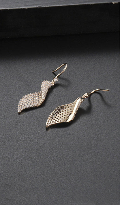 SPRIAL LONG ZIRCON EARRINGS