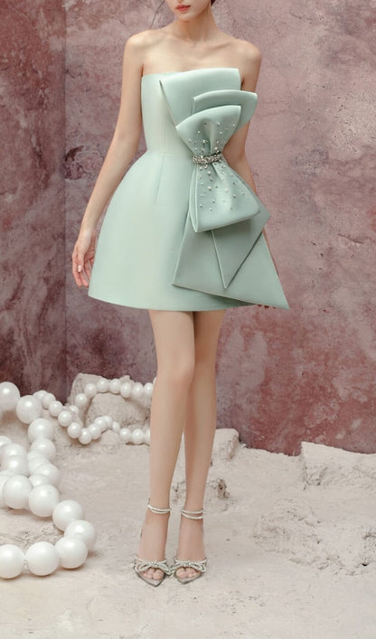 STRAPLESS BOW MINI DRESS DRESS STYLE OF CB 