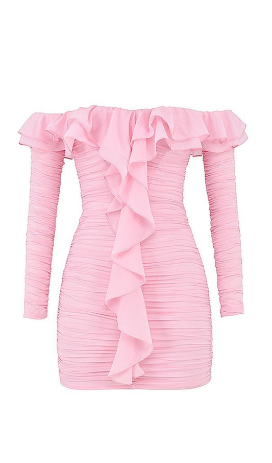 STRAPLESS RUCHED MINI DRESS IN PINK Dresses styleofcb 