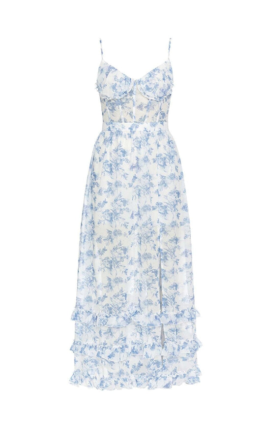 STRAPPY CORSET TIERED MAXI DRESS IN BLUE DRESS styleofcbdress 