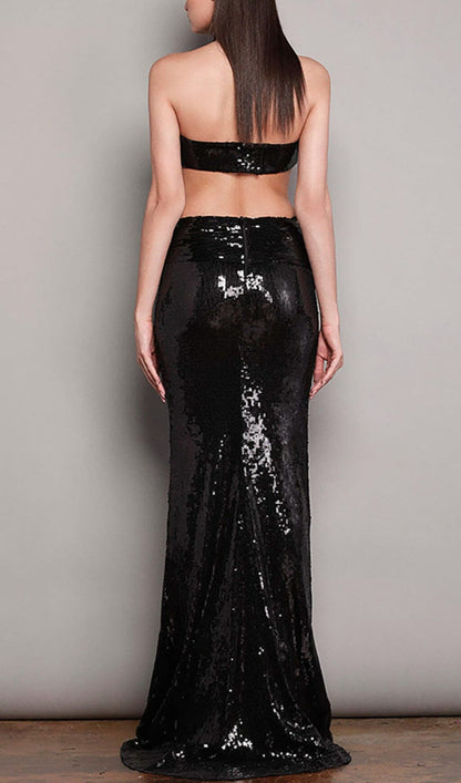 SHINY SEQUINS HALTER MAXI DRESS Sequins Dress Oh CICI 