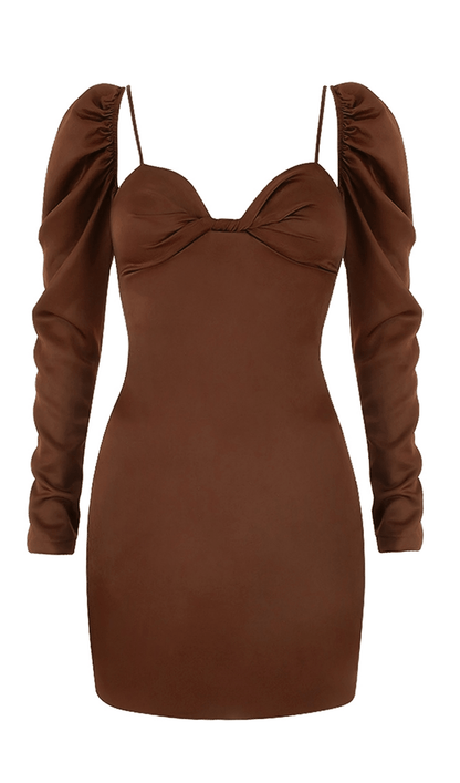Square neck slim dress styleofcb BROWN XS 