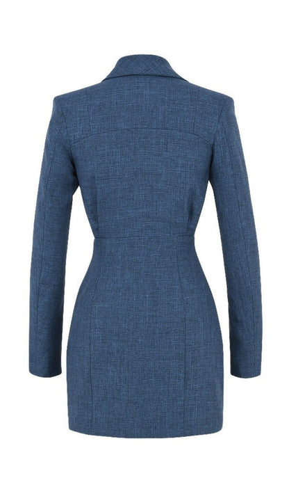 TIE SUIT MINI DRESS IN DEEP BLUE styleofcb 
