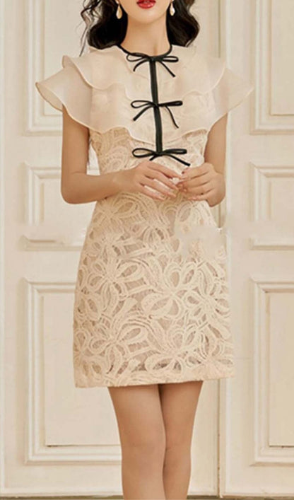 TIERED NECK MINI DRESS IN WHITE DRESS STYLE OF CB 