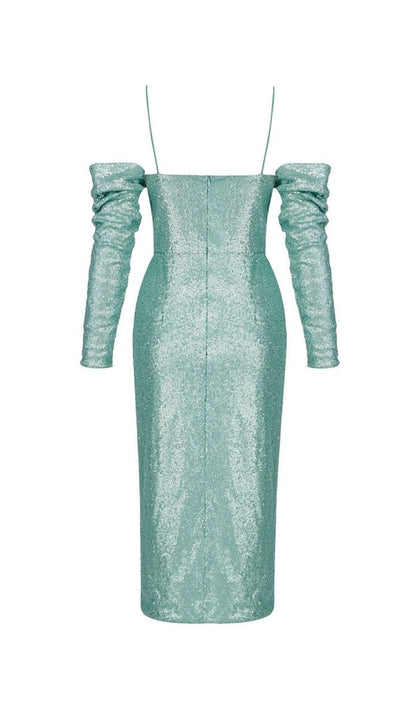 TURQUOISE SEQUIN SPLIT MIDI DRESS Dresses styleofcb 