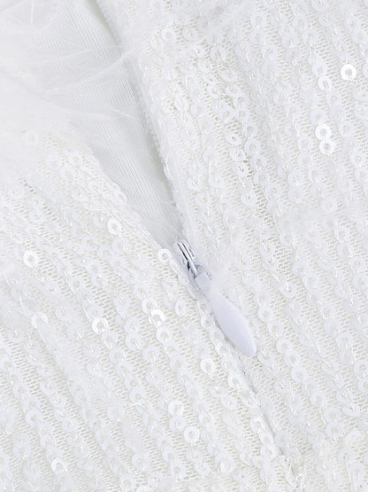 OSTRICH HAIR DECORATIVE BANDEAU MAXIC DRESS IN WHITE styleofcb 