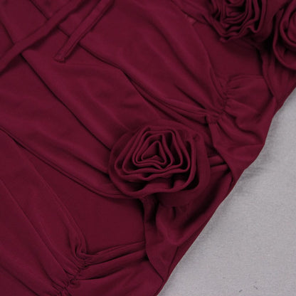 WINE FLORAL EMBELLISHED MINI DRESS styleofcb 