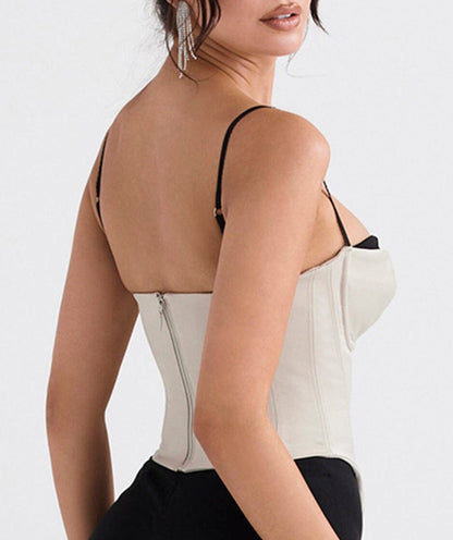 BEIGE SATIN UNDERWIRED CORSET styleofcb 